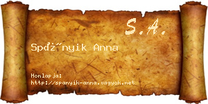Spányik Anna névjegykártya